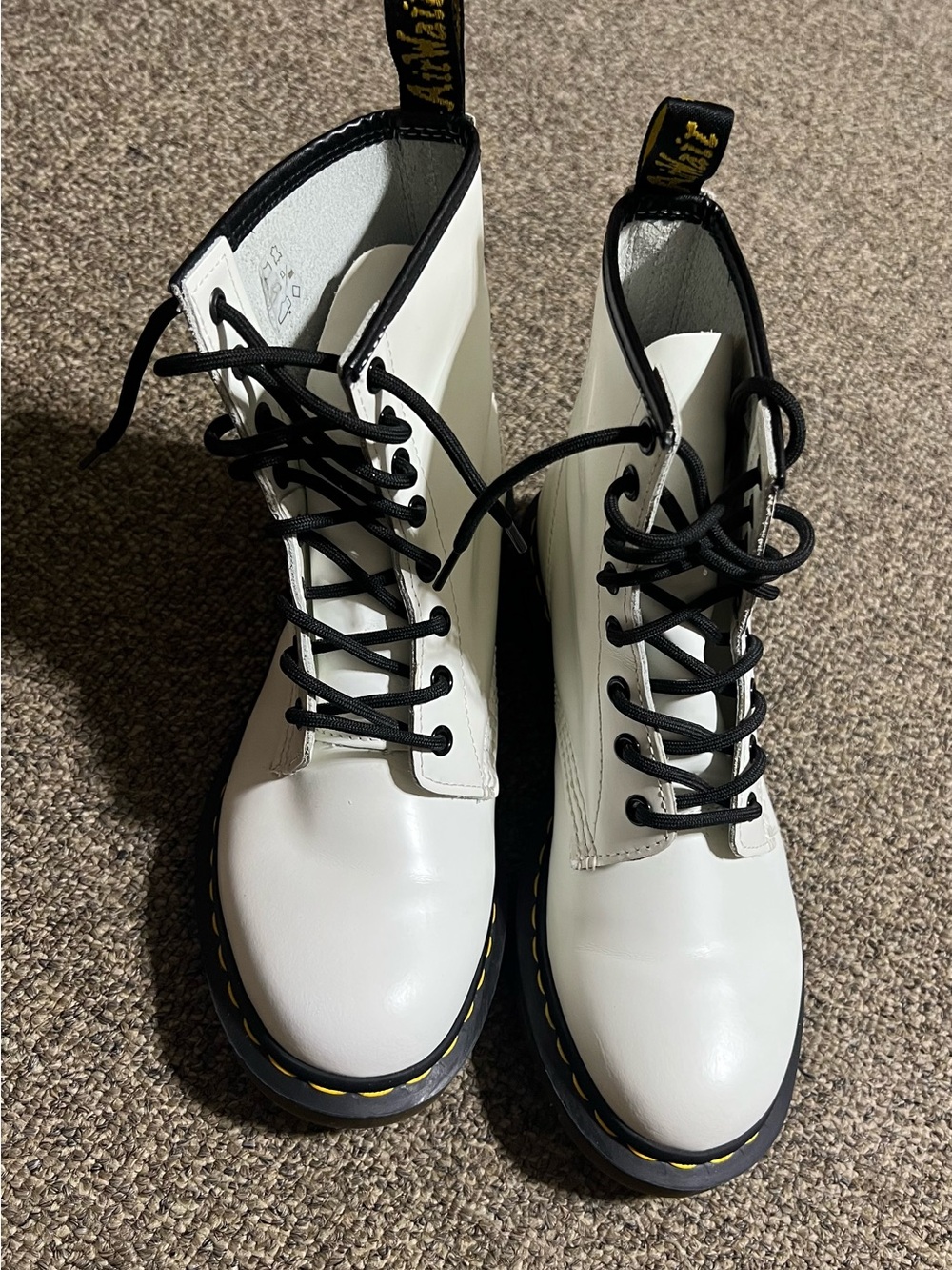 Dr. Martens Jadon White Leather Lace-Up Boots